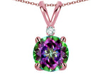 Star K™ Classic Round 7mm One Stone Rainbow Mystic Topaz Pendant Necklace