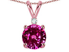 Star K™ Classic Round 7mm One Stone Simulated Pink Tourmaline Pendant Necklace