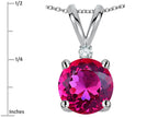 Star K™ Classic Round 7mm One Stone Simulated Pink Tourmaline Pendant Necklace