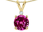 Star K™ Classic Round 7mm One Stone Simulated Pink Tourmaline Pendant Necklace