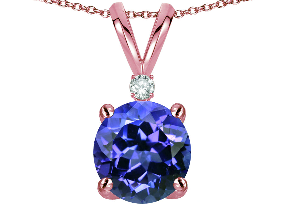 Star K™ Classic Round 7mm One Stone Simulated Tanzanite Pendant Necklace