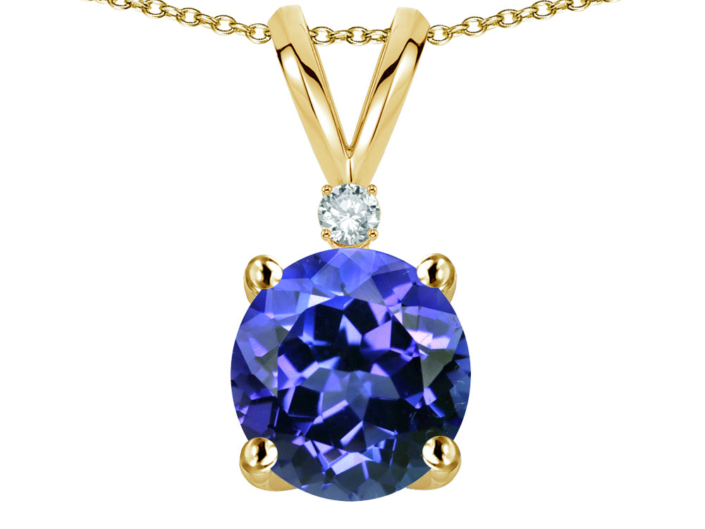 Star K™ Classic Round 7mm One Stone Simulated Tanzanite Pendant Necklace