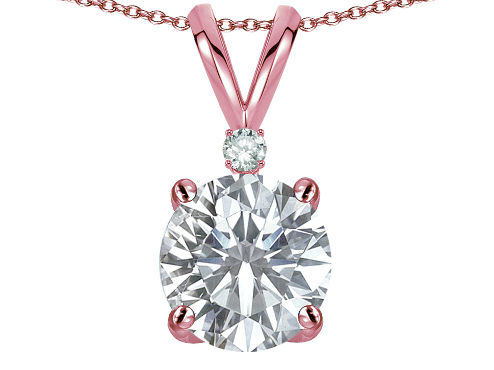 Star K™ Classic Round 7mm One Stone Genuine White Topaz Pendant Necklace