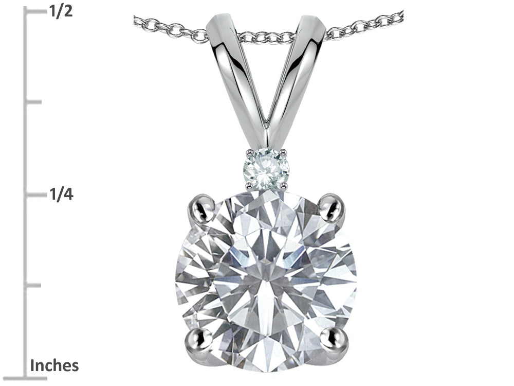 Star K™ Classic Round 7mm One Stone Genuine White Topaz Pendant Necklace