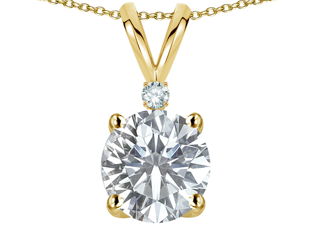 Star K™ Classic Round 7mm One Stone Genuine White Topaz Pendant Necklace