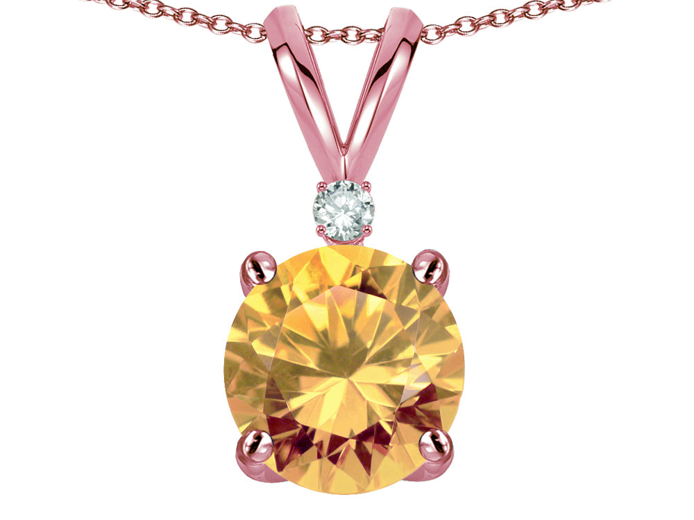 Star K™ Classic Round 7mm One Stone Simulated Imperial Yellow Topaz Pendant Necklace