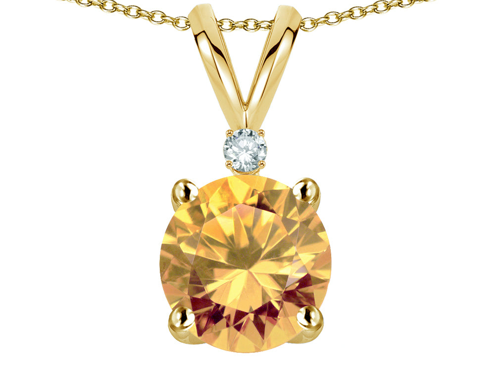 Star K™ Classic Round 7mm One Stone Simulated Imperial Yellow Topaz Pendant Necklace