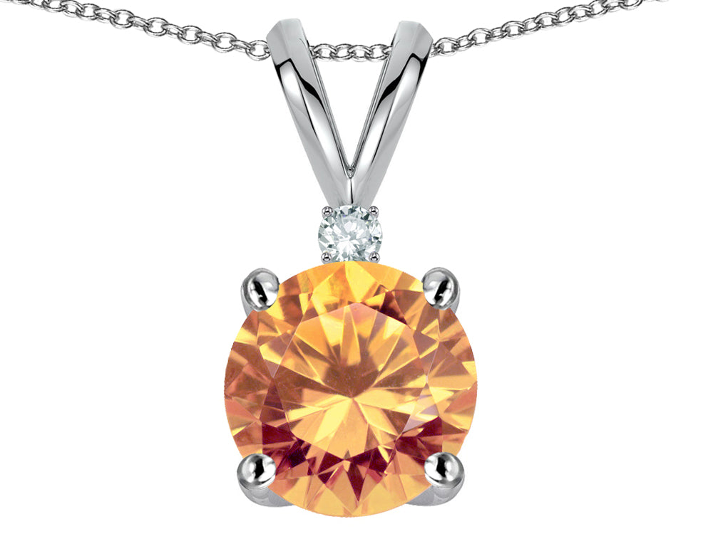 Star K™ Classic Round 7mm One Stone Simulated Imperial Yellow Topaz Pendant Necklace