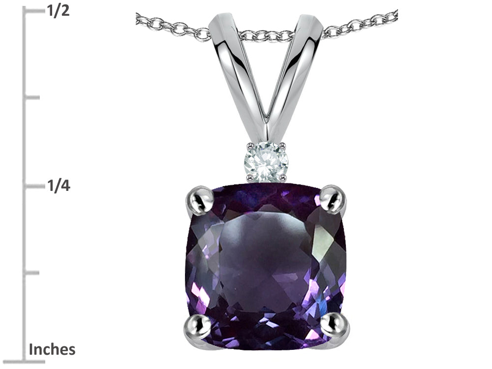Star K™ 7mm Cushion-Cut Simulated Alexandrite Pendant Necklace