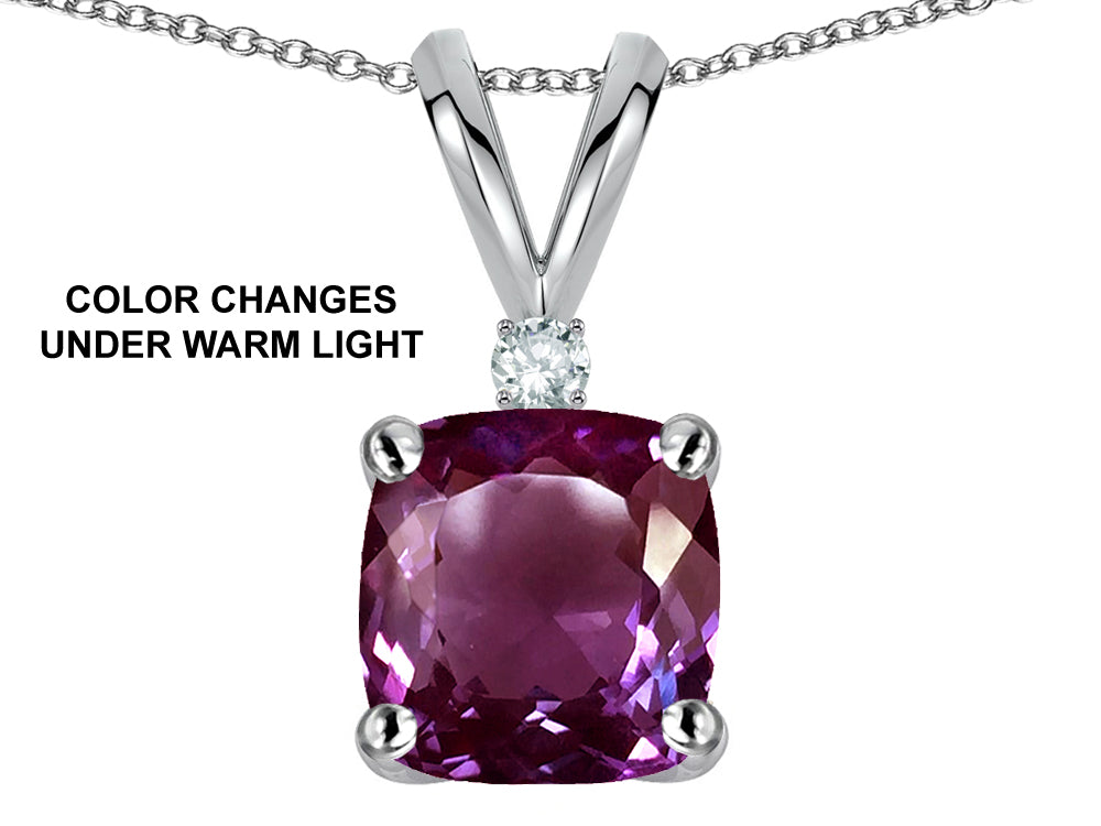 Star K™ 7mm Cushion-Cut Simulated Alexandrite Pendant Necklace