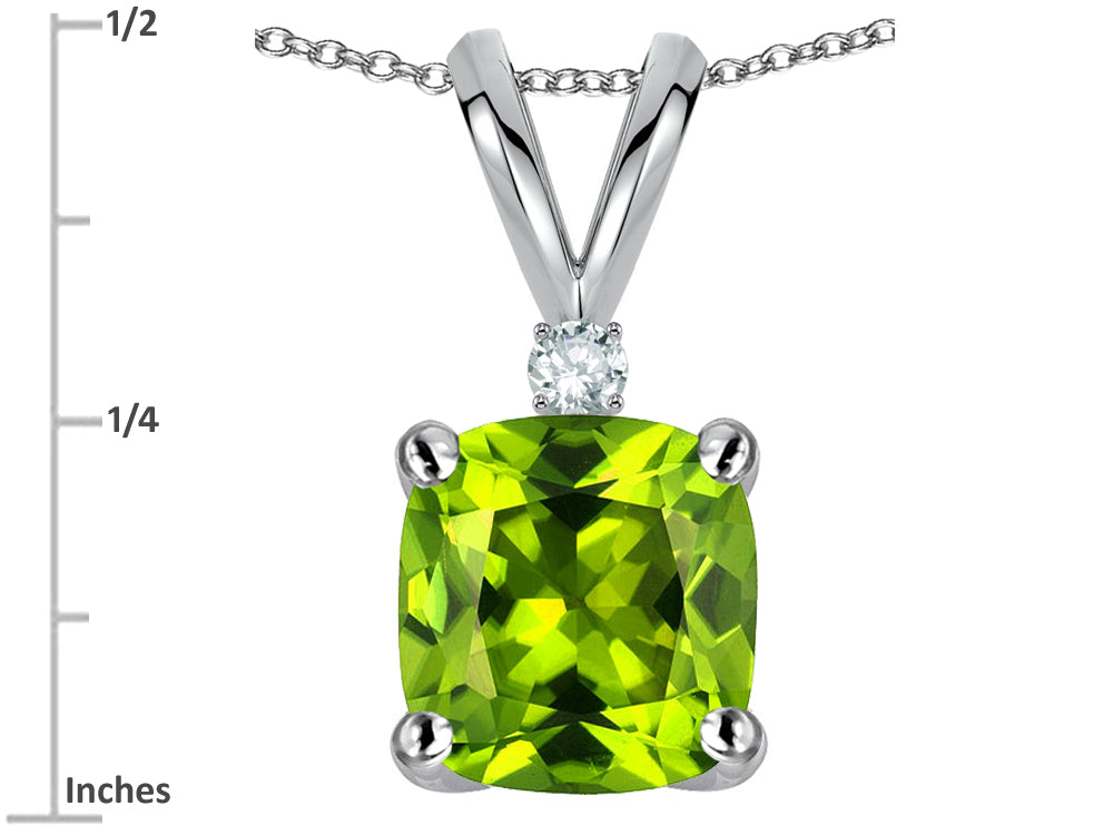 Star K™ 7mm Cushion-Cut Genuine Peridot Pendant Necklace