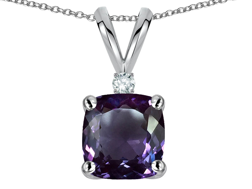 Star K™ 7mm Cushion-Cut Simulated Alexandrite Pendant Necklace