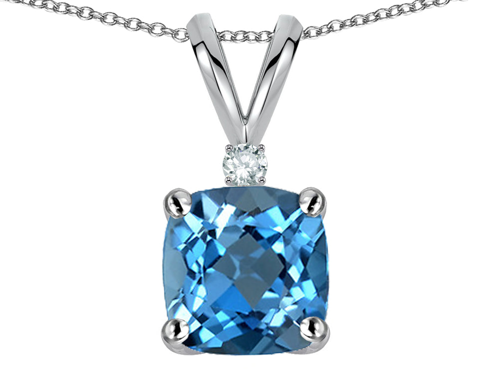 Star K™ 7mm Cushion-Cut Genuine Blue Topaz Pendant Necklace