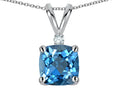 Star K™ 7mm Cushion-Cut Genuine Blue Topaz Pendant Necklace