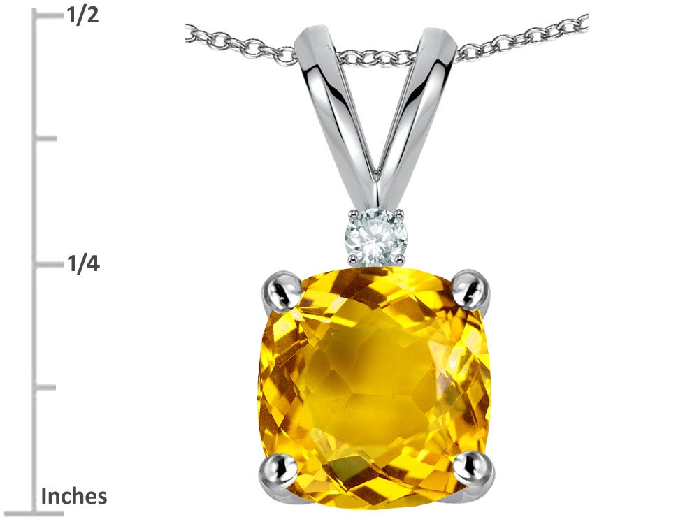 Star K™ 7mm Cushion-Cut Genuine Citrine Pendant Necklace
