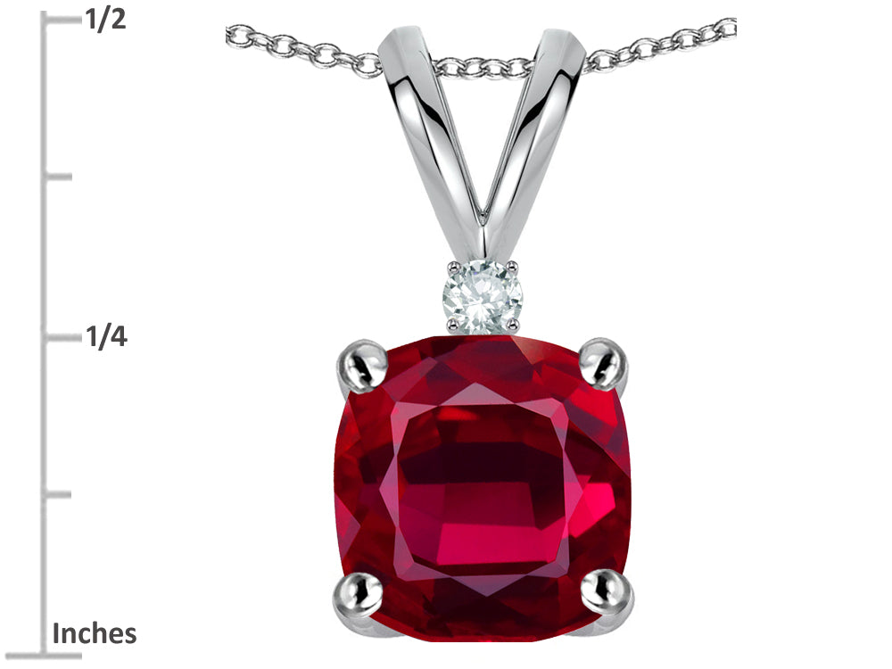 Star K™ 7mm Cushion-Cut Created Ruby Pendant Necklace