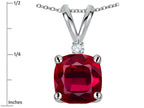 Star K™ 7mm Cushion-Cut Created Ruby Pendant Necklace