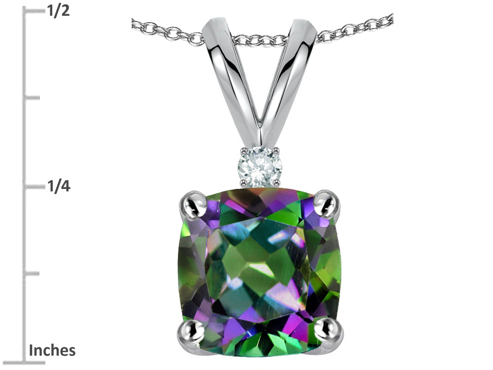 Star K™ 7mm Cushion-Cut Rainbow Mystic Topaz Pendant Necklace