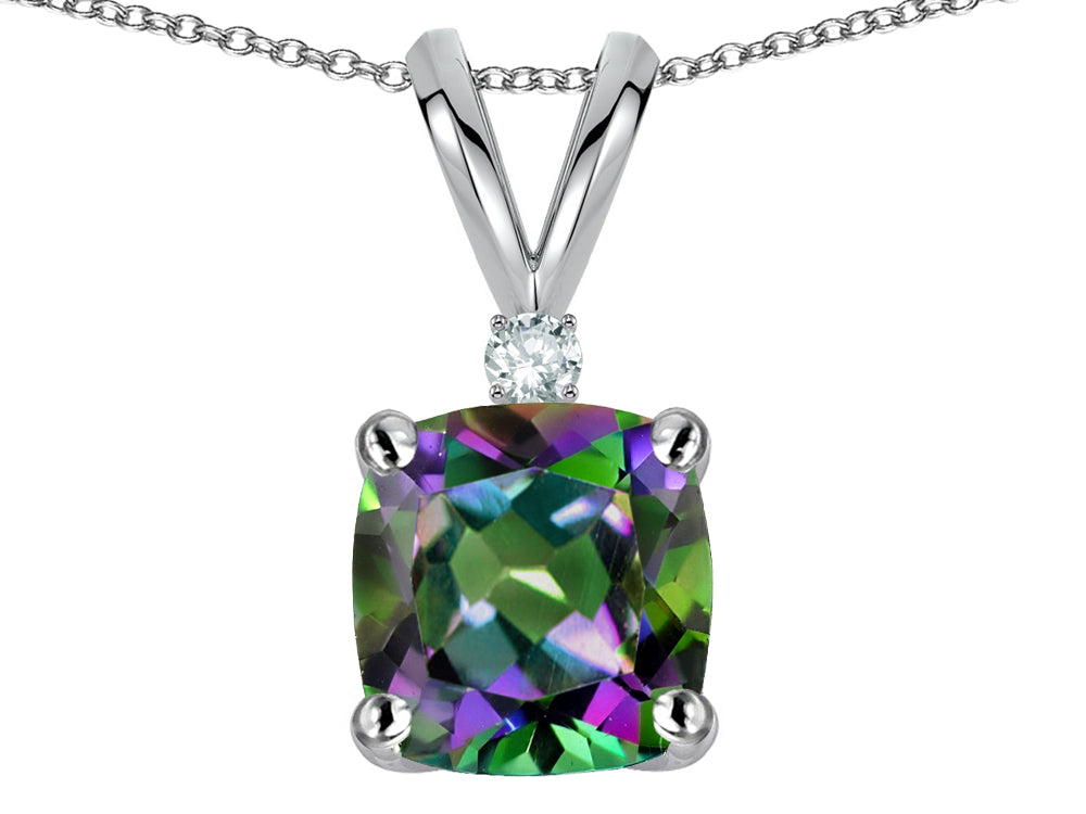 Star K™ 7mm Cushion-Cut Rainbow Mystic Topaz Pendant Necklace