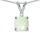 Star K™ 7mm Cushion-Cut Genuine Opal Pendant Necklace