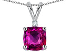 Star K™ 7mm Cushion-Cut Simulated Pink Tourmaline Pendant Necklace