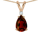 Star K™ Pear Shape 8x6 mm Genuine Garnet Rabbit Ear Pendant Necklace