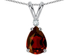 Star K™ Pear Shape 8x6 mm Genuine Garnet Rabbit Ear Pendant Necklace