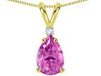 Star K™ Pear Shape 8x6 mm Created Pink Sapphire Rabbit Ear Pendant Necklace