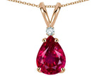 Star K™ Pear Shape 8x6 mm Created Ruby Rabbit Ear Pendant Necklace