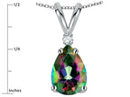 Star K™ Pear Shape 8x6 mm Rainbow Mystic Topaz Rabbit Ear Pendant Necklace