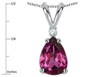 Star K™ Pear Shape 8x6 mm Genuine Rhodolite Rabbit Ear Pendant Necklace