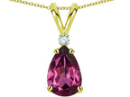 Star K™ Pear Shape 8x6 mm Genuine Rhodolite Rabbit Ear Pendant Necklace
