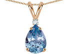 Star K™ Pear Shape 8x6 mm Simulated Aquamarine Rabbit Ear Pendant Necklace