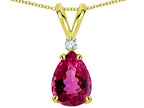 Star K™ Pear Shape 8x6 mm Simulated Pink Tourmaline Rabbit Ear Pendant Necklace