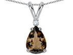 Star K™ Pear Shape 8x6 mm Genuine Smoky Quartz Rabbit Ear Pendant Necklace