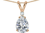 Star K™ Pear Shape 8x6 mm Genuine White Topaz Rabbit Ear Pendant Necklace