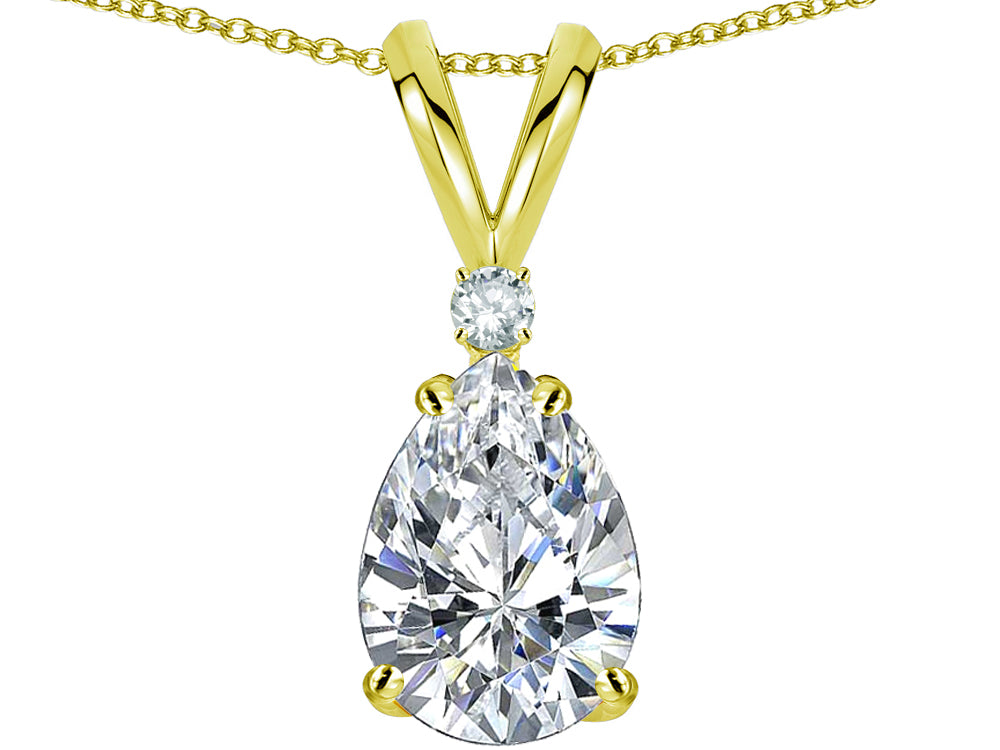 Star K™ Pear Shape 8x6 mm Genuine White Topaz Rabbit Ear Pendant Necklace