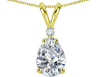 Star K™ Pear Shape 8x6 mm Genuine White Topaz Rabbit Ear Pendant Necklace