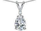 Star K™ Pear Shape 8x6 mm Genuine White Topaz Rabbit Ear Pendant Necklace