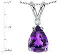 Star K™ Pear Shape 8x6 mm Genuine Amethyst Rabbit Ear Pendant Necklace