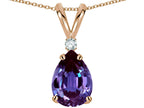 Star K™ Pear Shape 8x6 mm Simulated Alexandrite Rabbit Ear Pendant Necklace