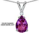Star K™ Pear Shape 8x6 mm Simulated Alexandrite Rabbit Ear Pendant Necklace