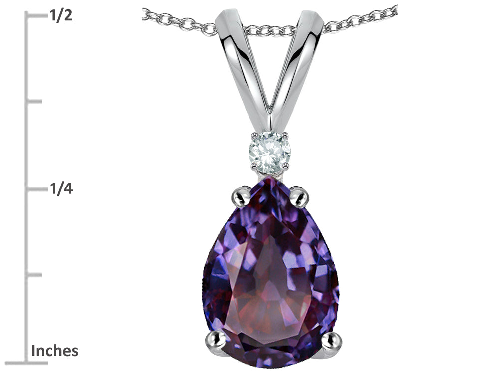 Star K™ Pear Shape 8x6 mm Simulated Alexandrite Rabbit Ear Pendant Necklace