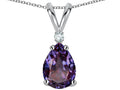 Star K™ Pear Shape 8x6 mm Simulated Alexandrite Rabbit Ear Pendant Necklace