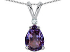 Star K™ Pear Shape 8x6 mm Simulated Alexandrite Rabbit Ear Pendant Necklace