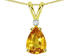 Star K™ Pear Shape 8x6 mm Genuine Citrine Rabbit Ear Pendant Necklace