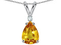 Star K™ Pear Shape 8x6 mm Genuine Citrine Rabbit Ear Pendant Necklace