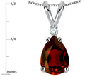 Star K™ Pear Shape 8x6 mm Genuine Garnet Rabbit Ear Pendant Necklace