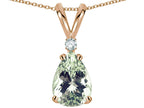 Star K™ Pear Shape 8x6 mm Genuine Green Amethyst Rabbit Ear Pendant Necklace
