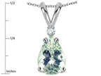 Star K™ Pear Shape 8x6 mm Genuine Green Amethyst Rabbit Ear Pendant Necklace